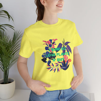 Sure I do love plants n' sh*t ᚾ THE OFFBEAT RUNARS CO. Unisex Jersey Short Sleeve Tee