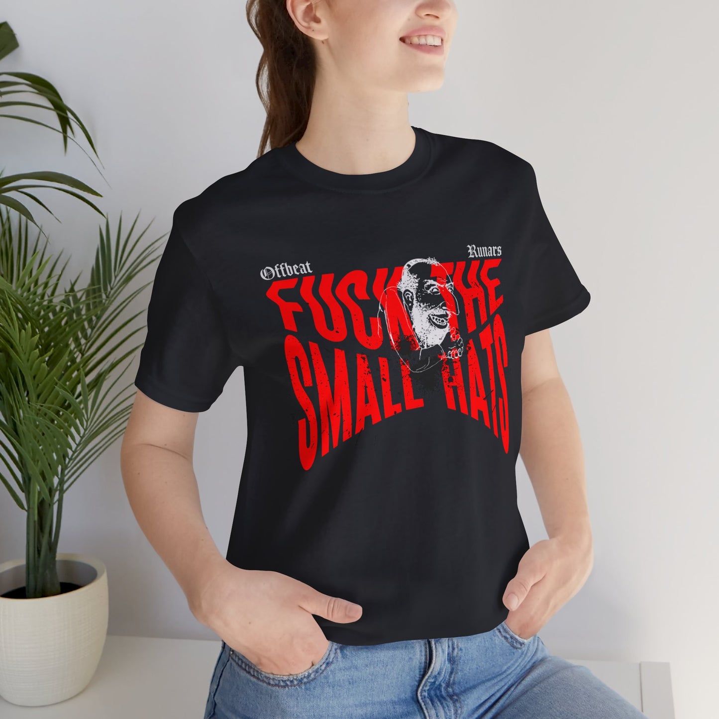 F*ck les petits chapeaux ᚾ THE OFFBEAT RUNARS CO. Maillot unisexe Tee-shirt à manches courtes