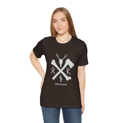 Crossed bone and axe Runes ᚾ THE OFFBEAT RUNARS CO. Unisex Jersey Short Sleeve Tee