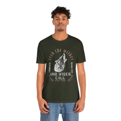 Seek the wiser and wilder call ᚾ THE OFFBEAT RUNARS CO. Unisex Jersey Short Sleeve Tee