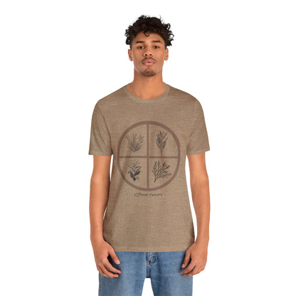 4 directions Sweetgrass Tobacco Sage Cedar ᚾ THE OFFBEAT RUNARS CO. Unisex Jersey Short Sleeve Tee