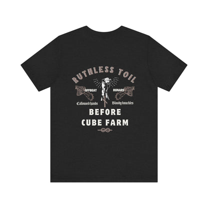 Ruthless toil before cube farm ᚾ THE OFFBEAT RUNARS CO. Unisex Jersey Short Sleeve Tee