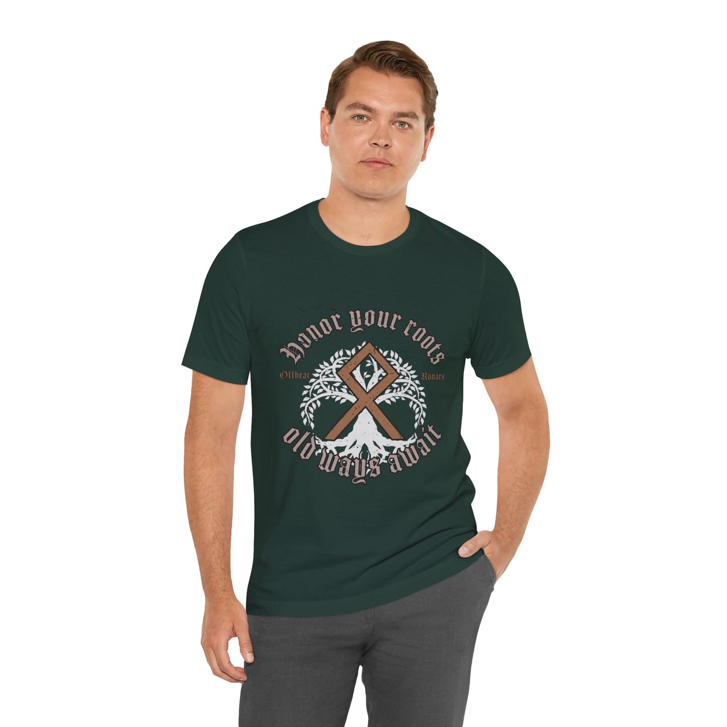 Honor your roots ᚾ THE OFFBEAT RUNARS CO. Unisex Jersey Short Sleeve Tee