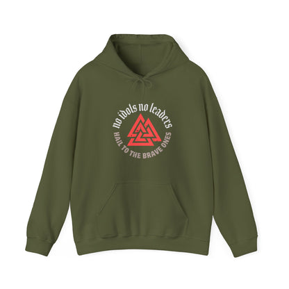 Hail to the brave ones Valknut ᚾ THE OFFBEAT RUNARS CO. Unisex Heavy Blend™ Hooded Sweatshirt