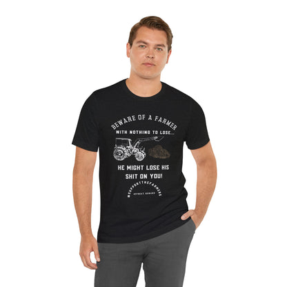 Beware of a farmer ᚾ THE OFFBEAT RUNARS CO. Unisex Jersey Short Sleeve Tee