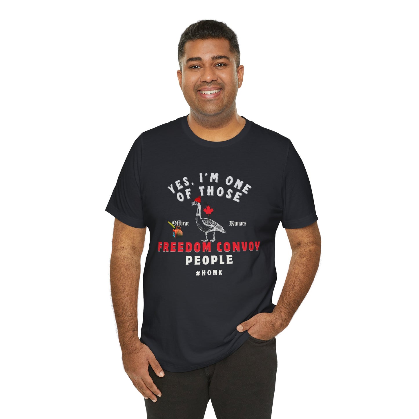 I'm one of those freedom convoy people ᚾ THE OFFBEAT RUNARS CO. Unisex Jersey Short Sleeve Tee