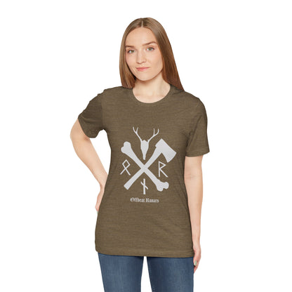 Crossed bone and axe Runes ᚾ THE OFFBEAT RUNARS CO. Unisex Jersey Short Sleeve Tee