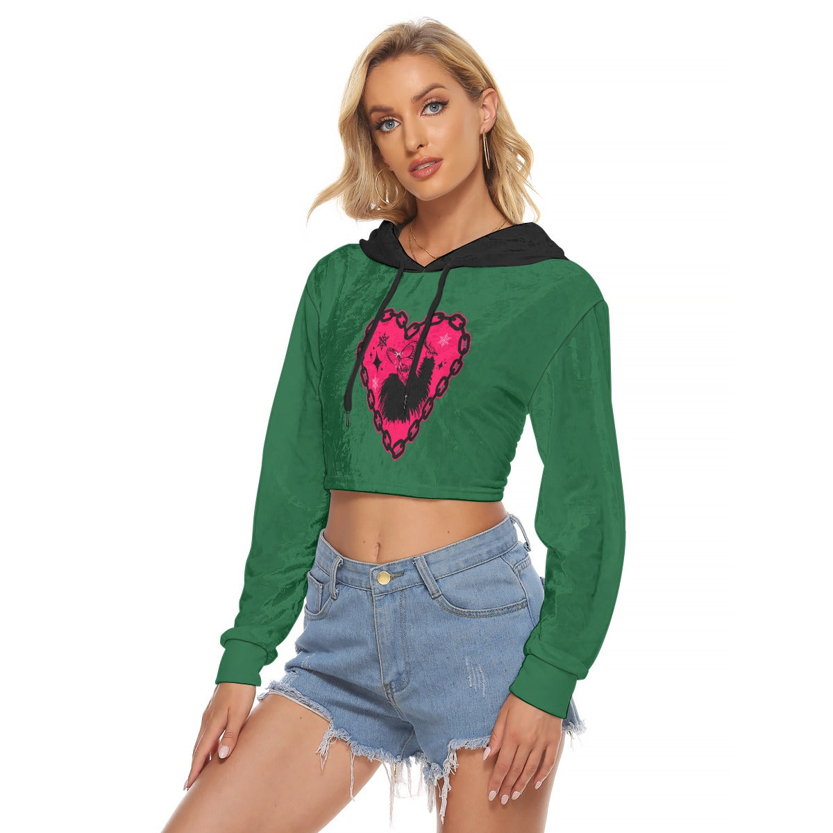 Krampus' Baddie Women's Crop Top Hoodie|Velvet