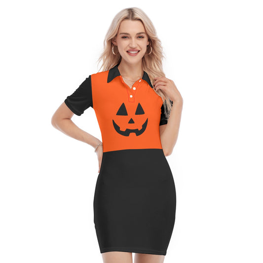 Pumpkin Women's Polo Collar Dress