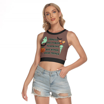 Fall vibes Sleeveless Back Hollow Crop Top