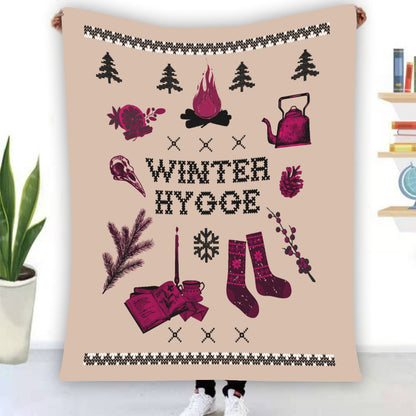 Winter Hygge Single-Side Printing Flannel Blanket