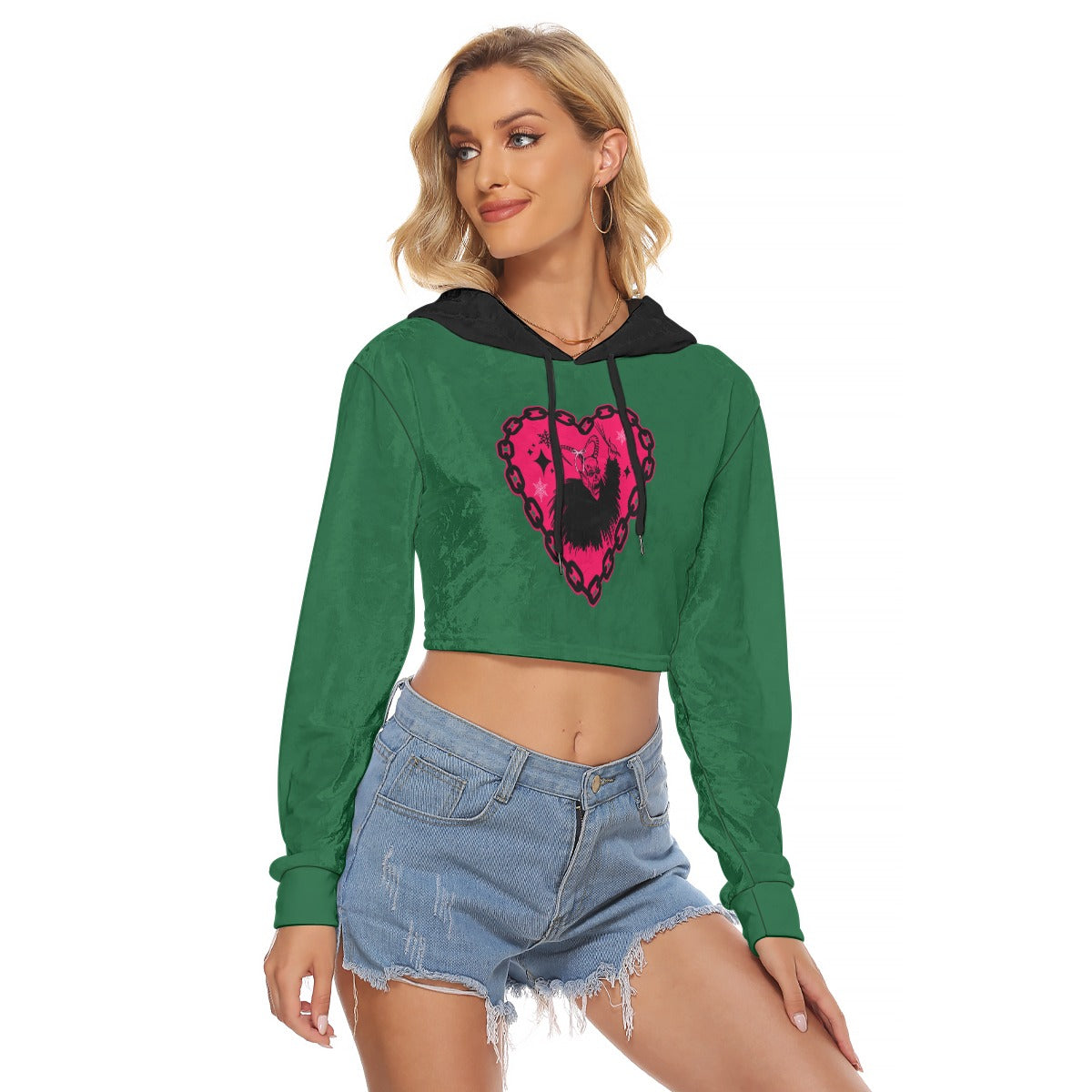 Krampus' Baddie Women's Crop Top Hoodie|Velvet