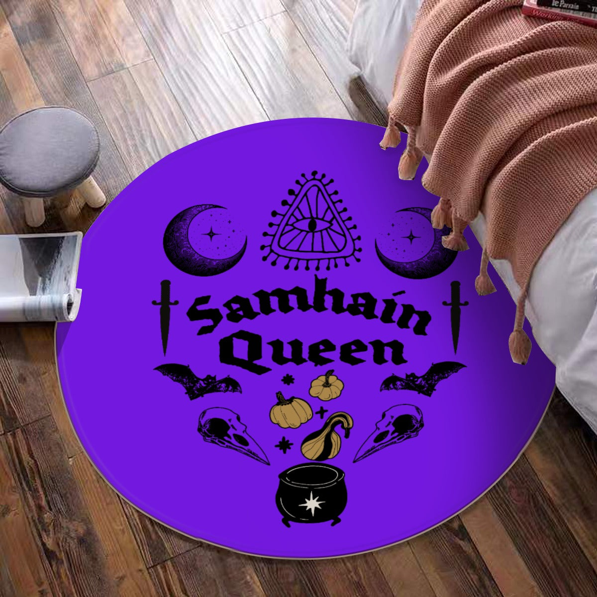 Samhain Queen Purple Foldable round mat