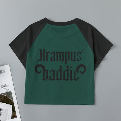 Krampus' baddie Women's cropped Raglan Tee (Eco-friendly)