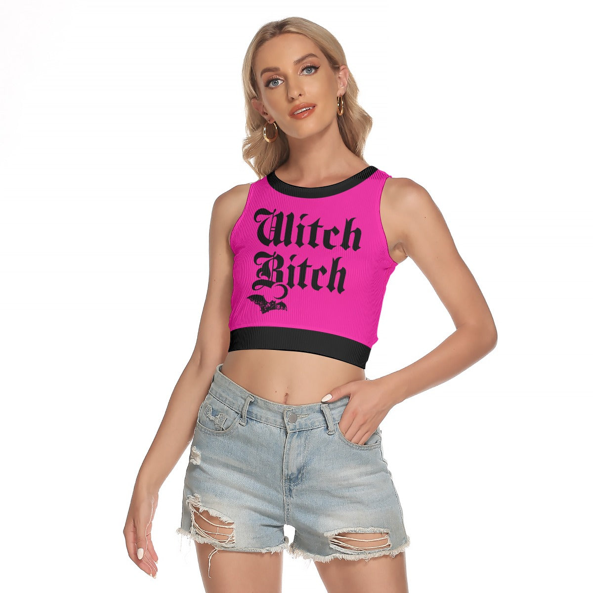 Witch Bitch Women's Sleeveless Back Hollow Crop Top