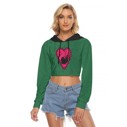 Krampus' Baddie Women's Crop Top Hoodie|Velvet