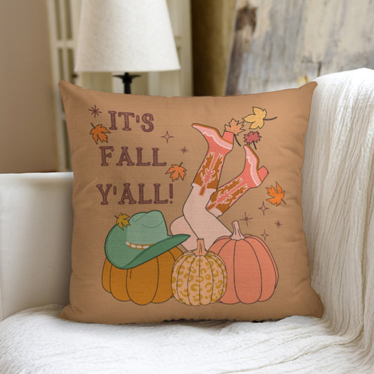 It's fall y'all Pumpkin Cowgirl couch pillow with pillow Inserts