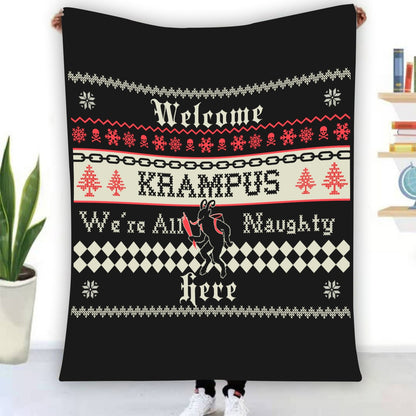 We're all naughty here Single-Side Printing Flannel Blanket