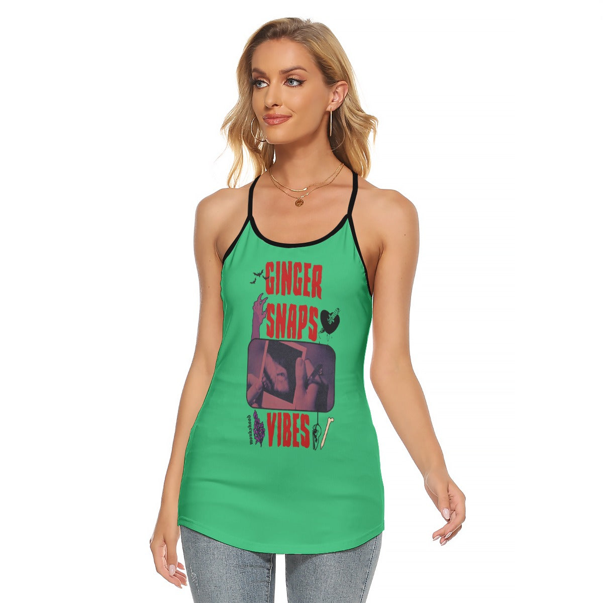 Ginger Snaps Vibes Women's Criss-Cross Open Back Tank Top