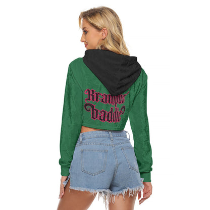 Krampus' Baddie Women's Crop Top Hoodie|Velvet