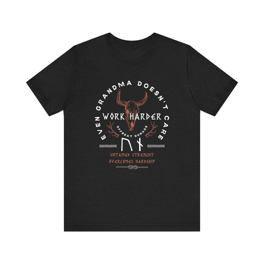 Work Harder ᚾ THE OFFBEAT RUNARS CO. Unisex Jersey Short Sleeve Tee