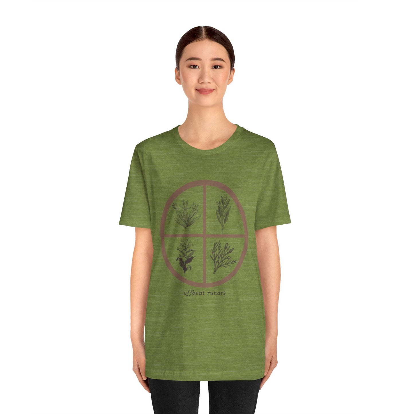 4 directions Sweetgrass Tobacco Sage Cedar ᚾ THE OFFBEAT RUNARS CO. Unisex Jersey Short Sleeve Tee