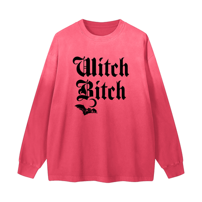 Witch Bitch Gradient Washed Long Sleeve T-Shirt