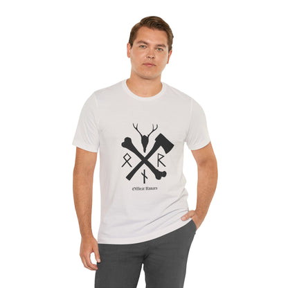 Crossed bone and axe Runes ᚾ THE OFFBEAT RUNARS CO. Unisex Jersey Short Sleeve Tee