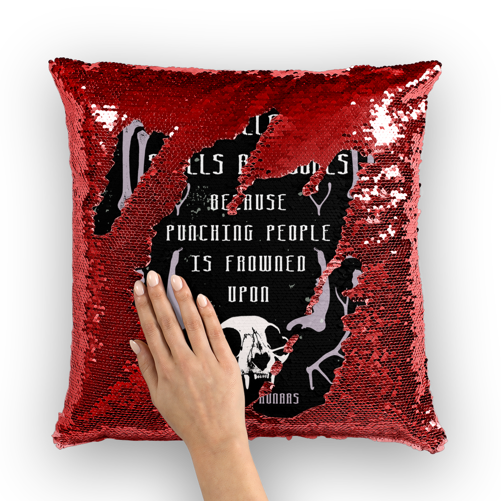 I collect skulls and bone Sequin Cushion Cover