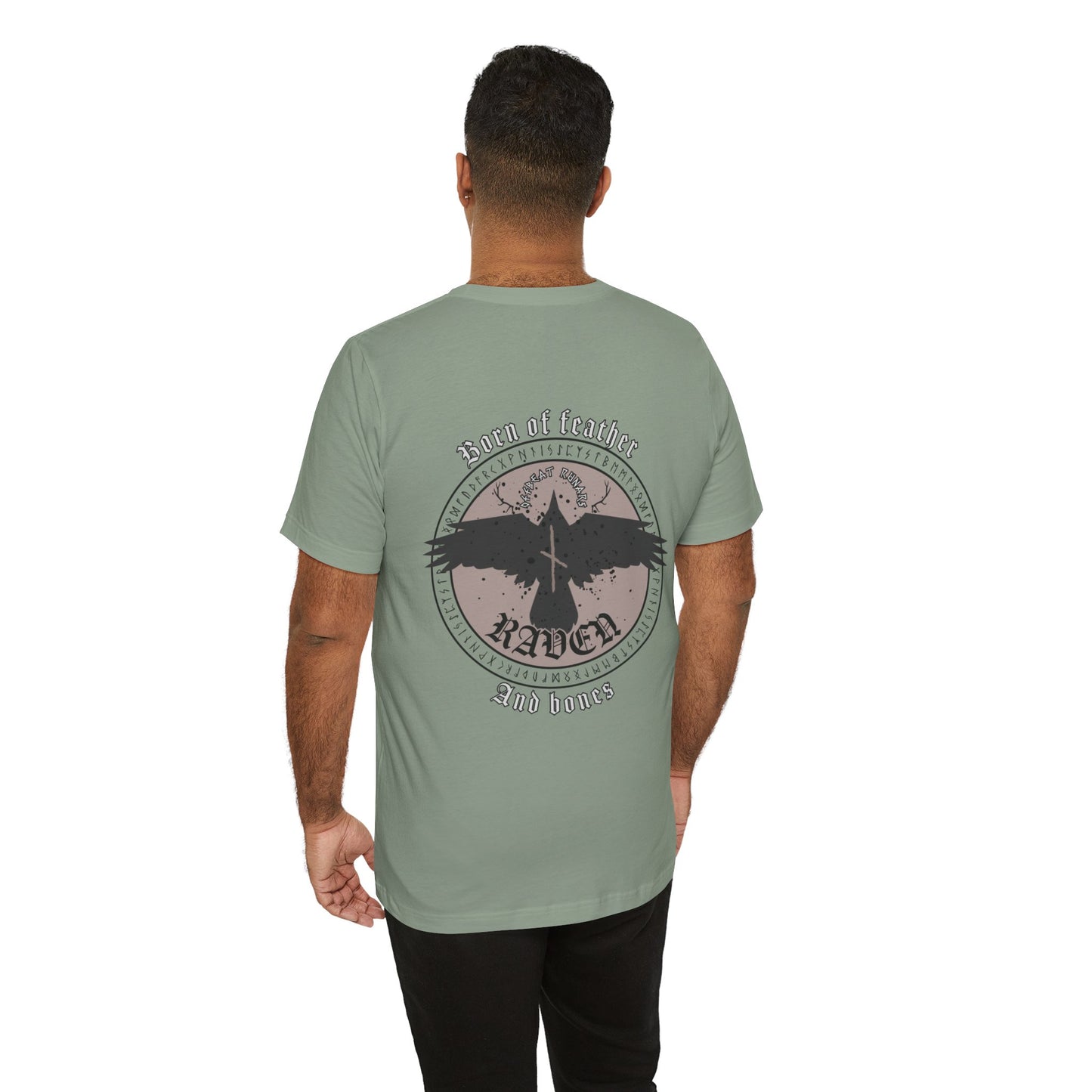 Born of Feather and Bones Raven ᚾ THE OFFBEAT RUNARS CO. Unisex Jersey Short Sleeve Tee