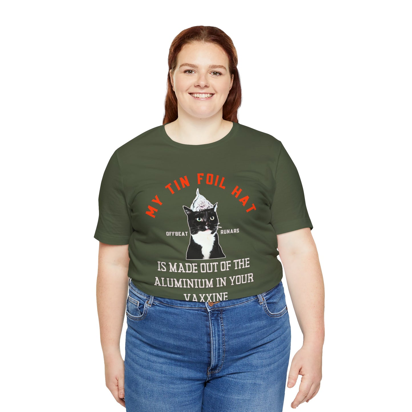 My tin foil hat is made out of your vaxxine ᚾ THE OFFBEAT RUNARS CO. Unisex Jersey Short Sleeve Tee