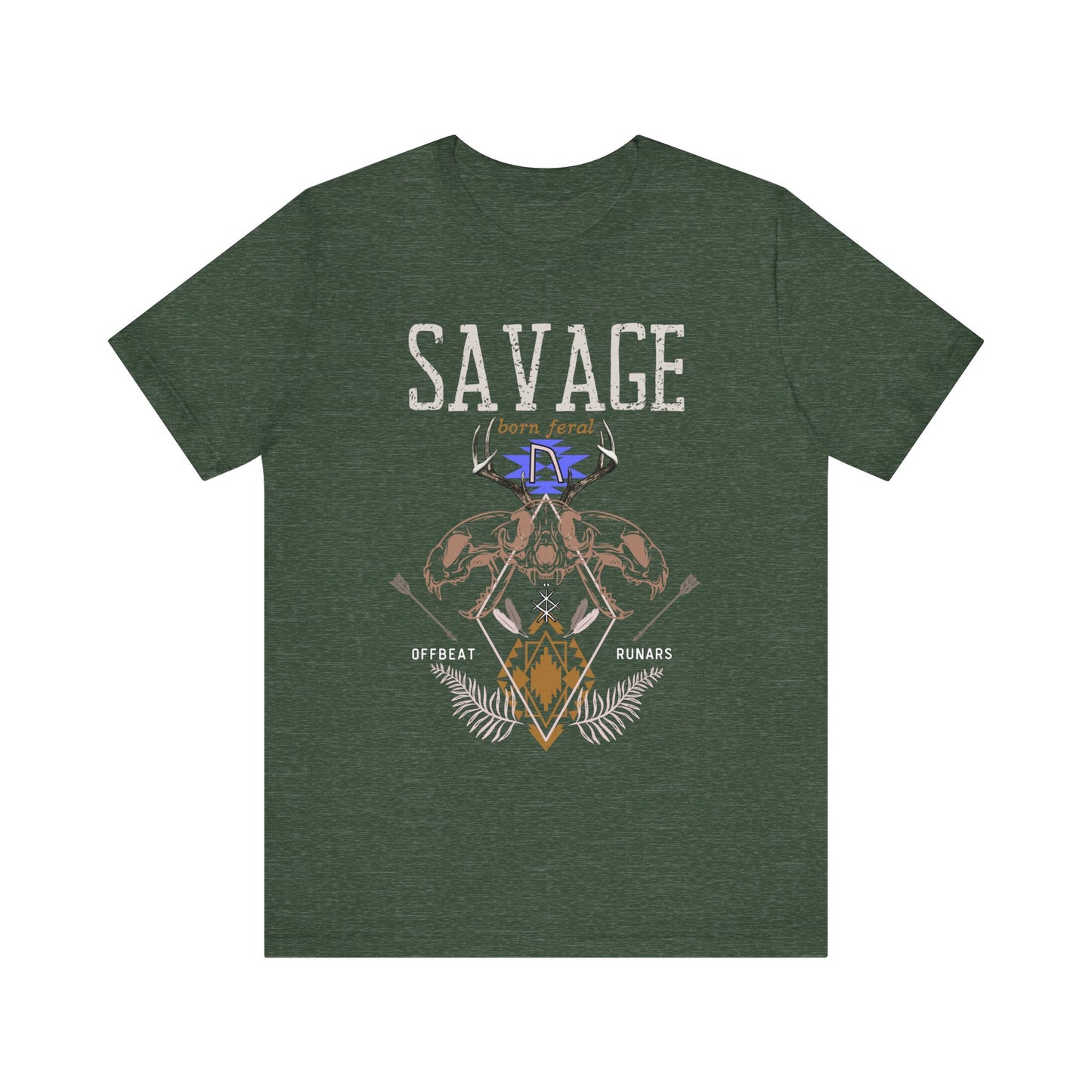 Savage Born Feral ᚾ THE OFFBEAT RUNARS CO. Unisex Jersey Short Sleeve Tee