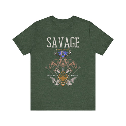 Savage Born Feral ᚾ THE OFFBEAT RUNARS CO. Unisex Jersey Short Sleeve Tee