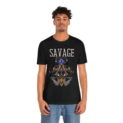 Savage Born Feral ᚾ THE OFFBEAT RUNARS CO. Unisex Jersey Short Sleeve Tee