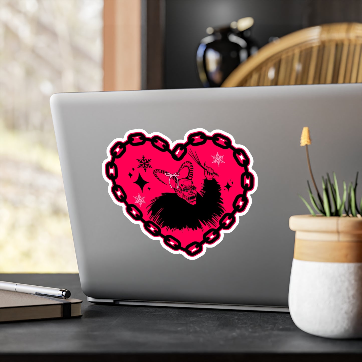 Like Krampus, I slay with a bad attitude Pink Kiss-Cut Vinyl Decals