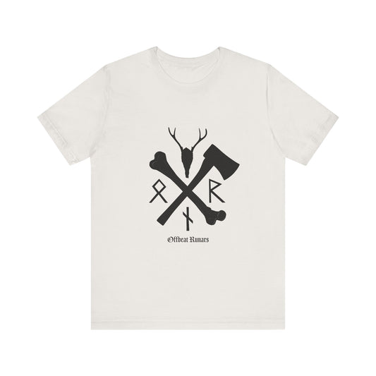 Crossed bone and axe Runes ᚾ THE OFFBEAT RUNARS CO. Unisex Jersey Short Sleeve Tee