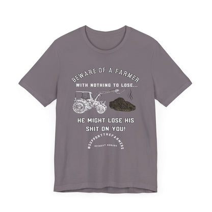 Beware of a farmer ᚾ THE OFFBEAT RUNARS CO. Unisex Jersey Short Sleeve Tee