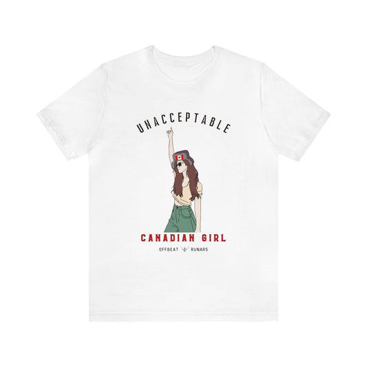 Unacceptable Canadian Girl ᚾ THE OFFBEAT RUNARS CO. Unisex Jersey Short Sleeve Tee