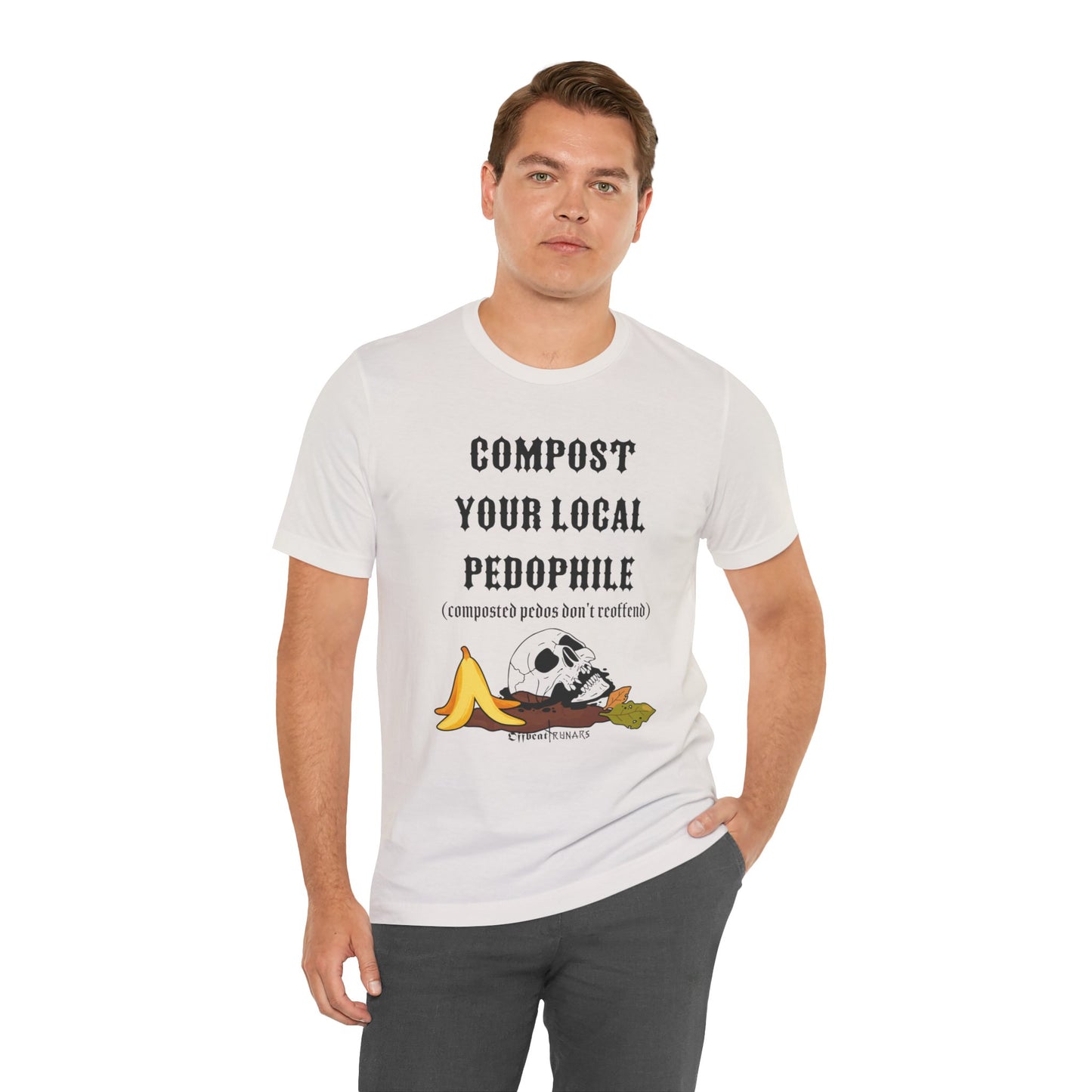 Compost your local pedo ᚾ THE OFFBEAT RUNARS CO. Unisex Jersey Short Sleeve Tee