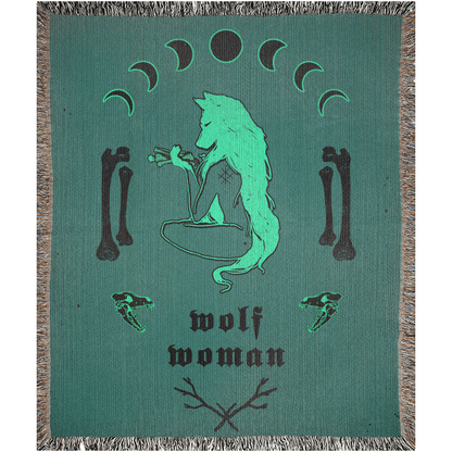 Wolf Woman La Loba Woven Blankets