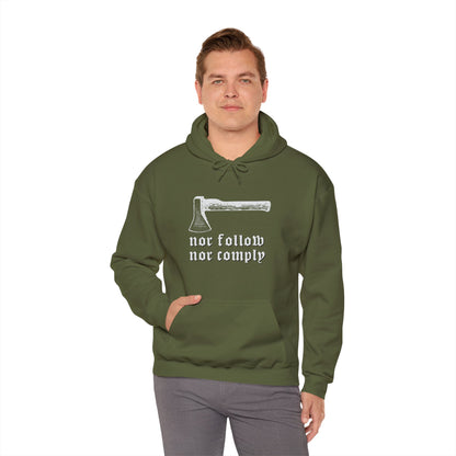 Born Brave Nor follow nor comply Unisex Heavy Blend™ Hooded Sweatshirt