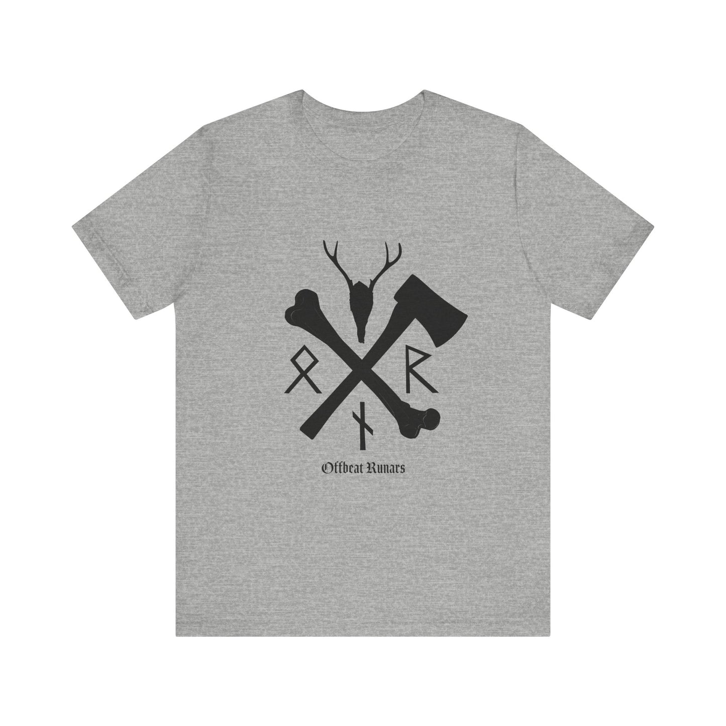 Crossed bone and axe Runes ᚾ THE OFFBEAT RUNARS CO. Unisex Jersey Short Sleeve Tee