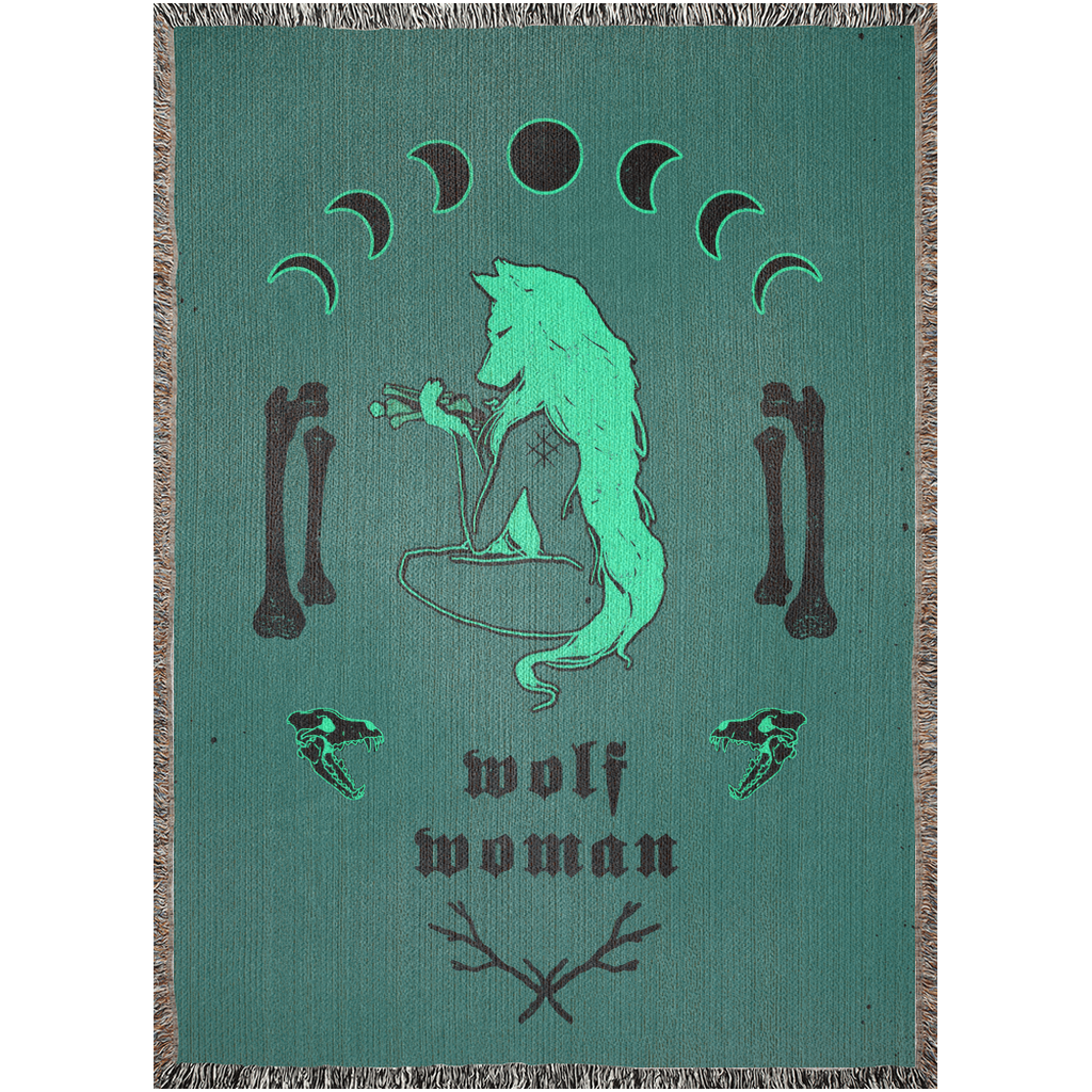 Wolf Woman La Loba Woven Blankets