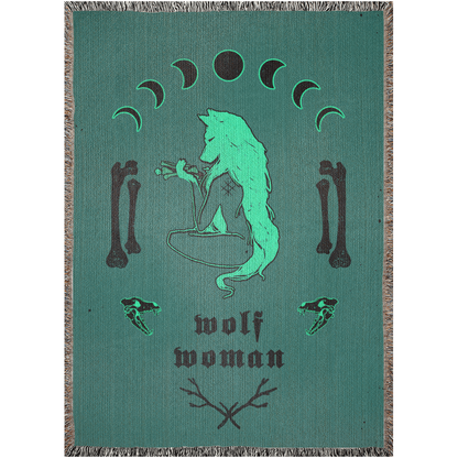 Wolf Woman La Loba Woven Blankets