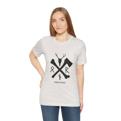 Crossed bone and axe Runes ᚾ THE OFFBEAT RUNARS CO. Unisex Jersey Short Sleeve Tee