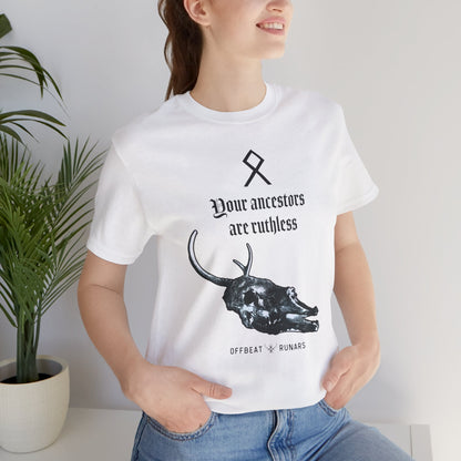 Vos ancêtres sont impitoyables ᚾ THE OFFBEAT RUNARS CO. Unisex Jersey Short Sleeve Tee