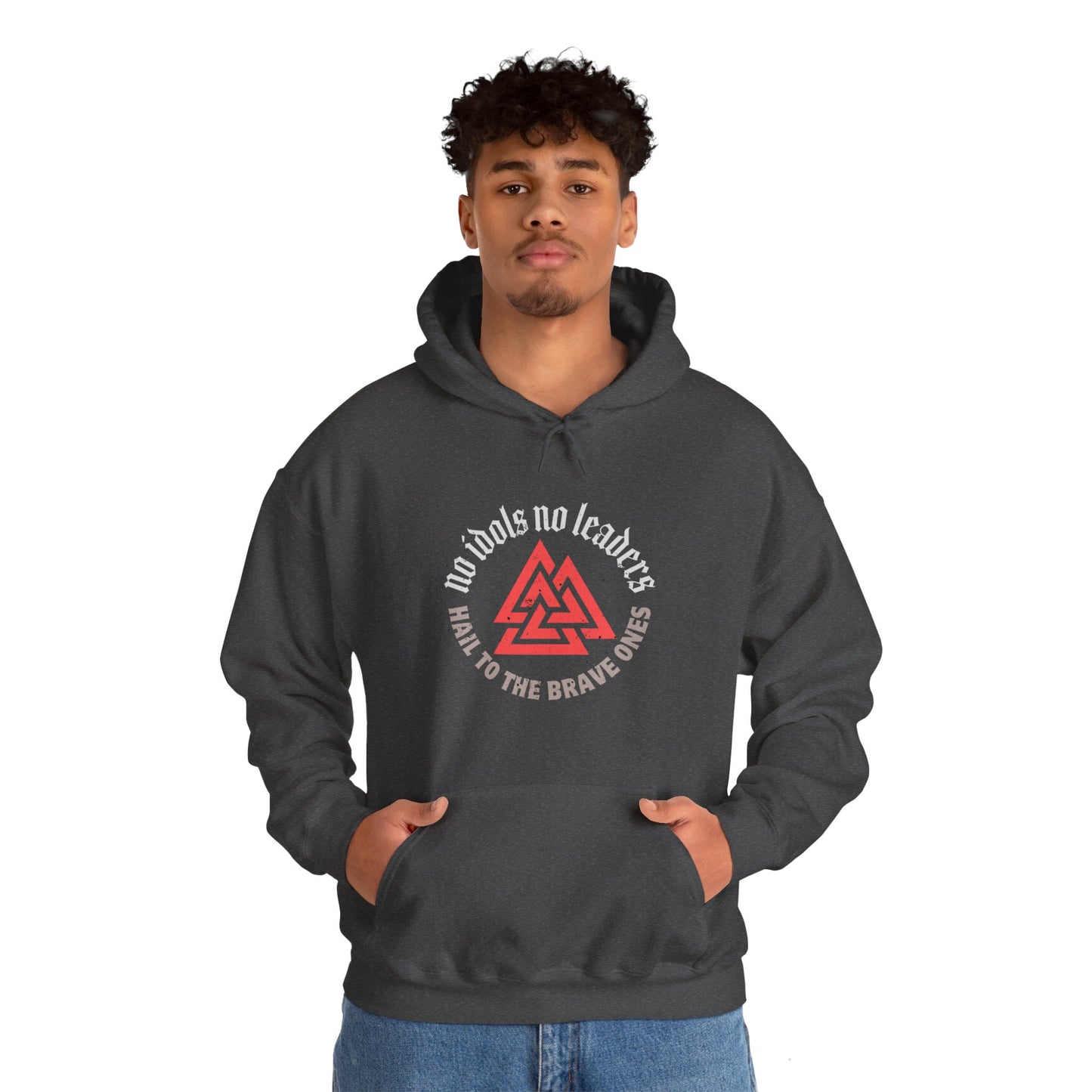 Hail to the brave ones Valknut ᚾ THE OFFBEAT RUNARS CO. Unisex Heavy Blend™ Hooded Sweatshirt