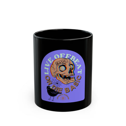 Taza negra básica Live Offbeat or Die de 11 oz ᚾ THE OFFBEAT RUNARS Co.