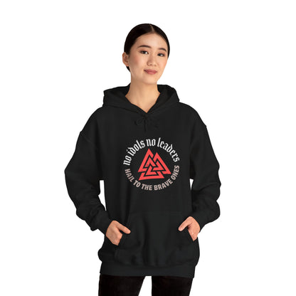 Hail to the brave ones Valknut ᚾ THE OFFBEAT RUNARS CO. Unisex Heavy Blend™ Hooded Sweatshirt