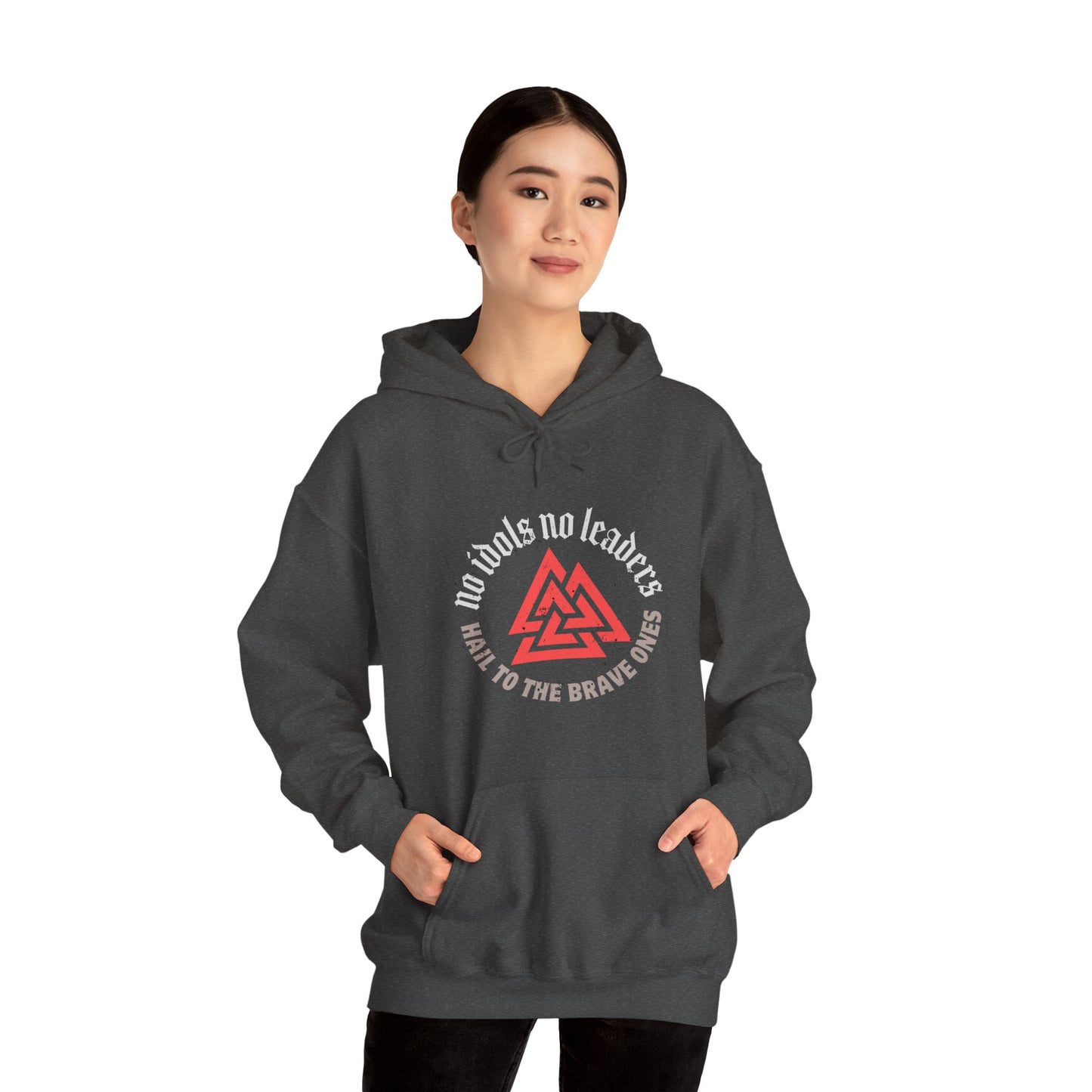 Hail to the brave ones Valknut ᚾ THE OFFBEAT RUNARS CO. Unisex Heavy Blend™ Hooded Sweatshirt